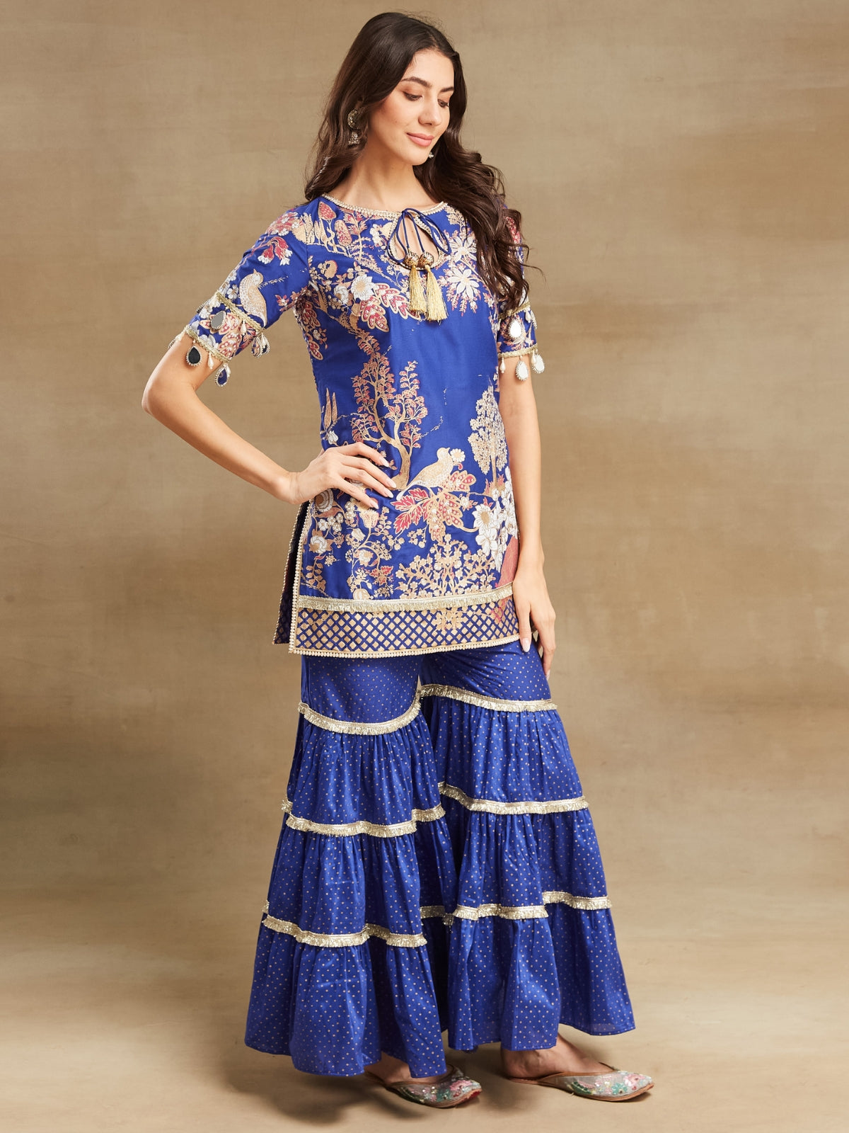 Blue Noor key hole kurta with garara and dupatta