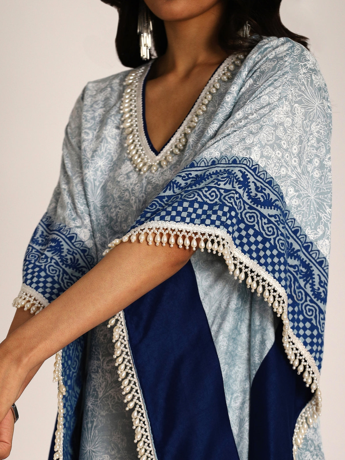 Blue Falak Kaftan With Pant