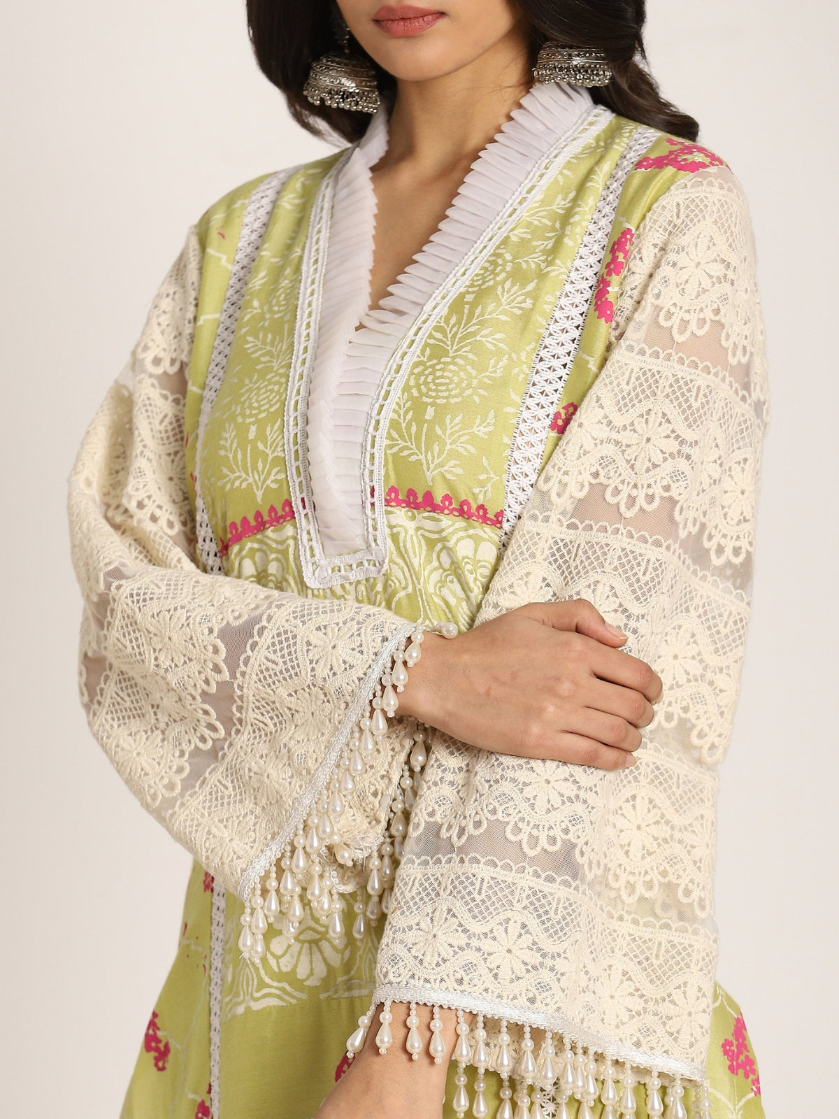 Neon Green Falak Straight Kurta With Tulip And Dupatta