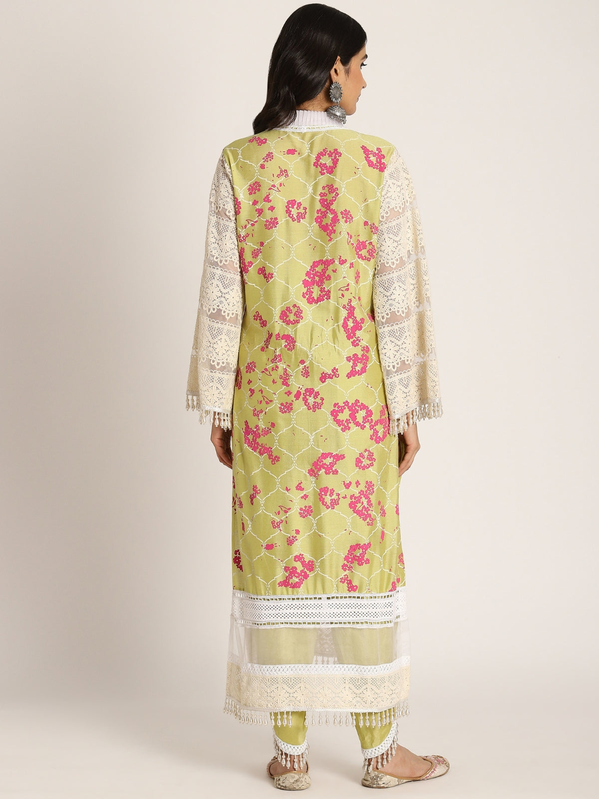 Neon Green Falak Straight Kurta With Tulip And Dupatta