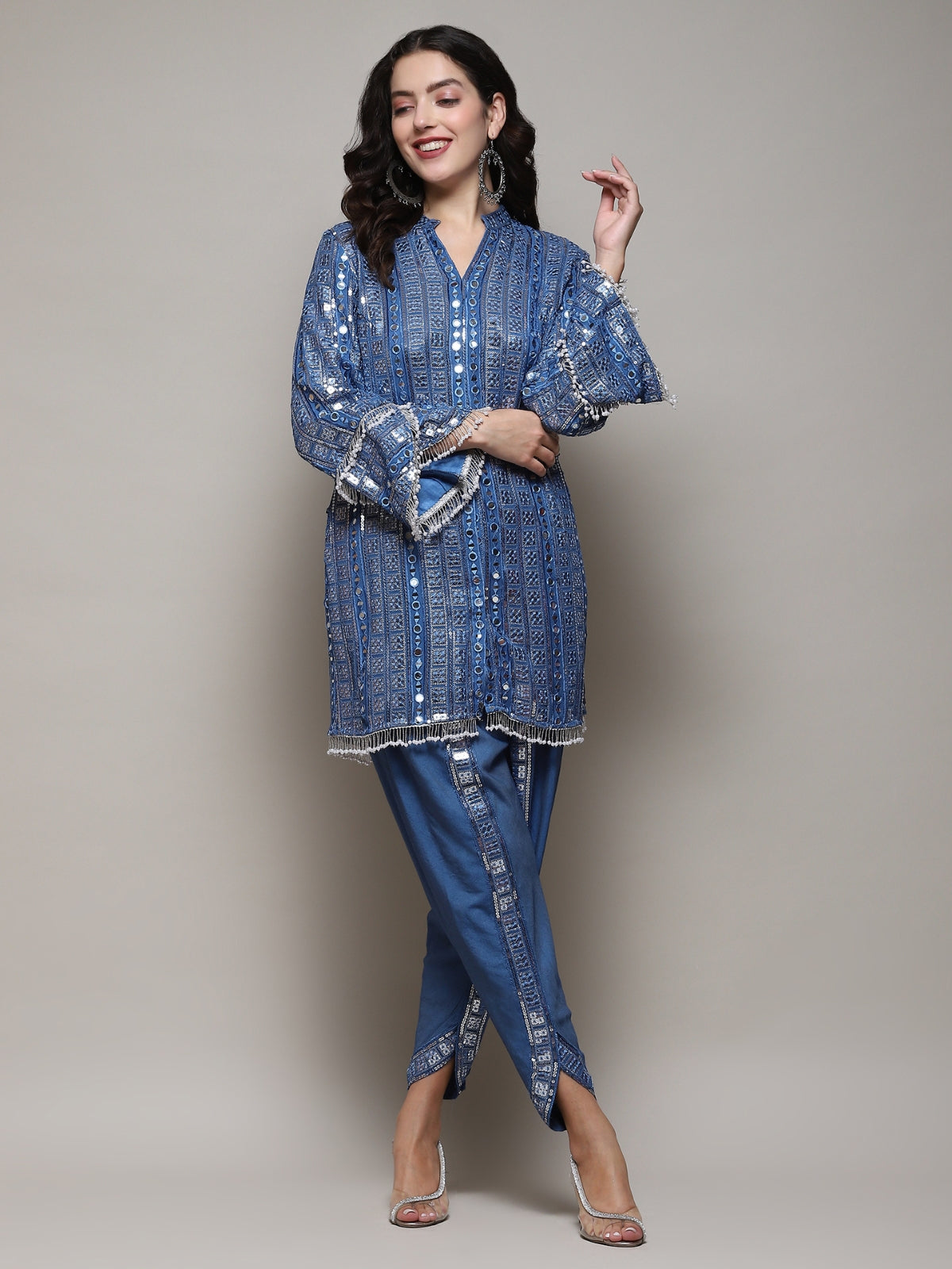 Blue Azra kurta with tulip