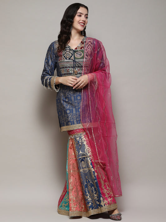 Blue Azra kurta, garara & dupatta