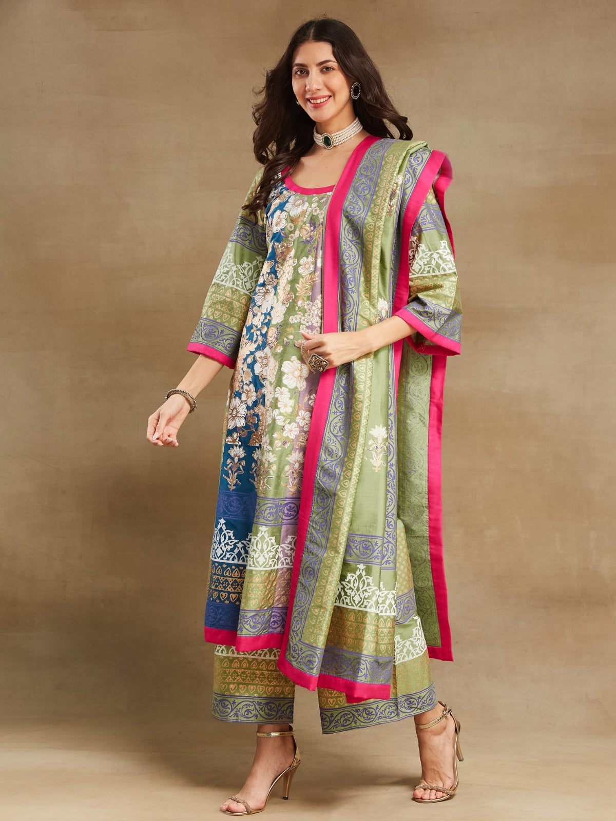 Noor a line kurta with plazo and dupatta