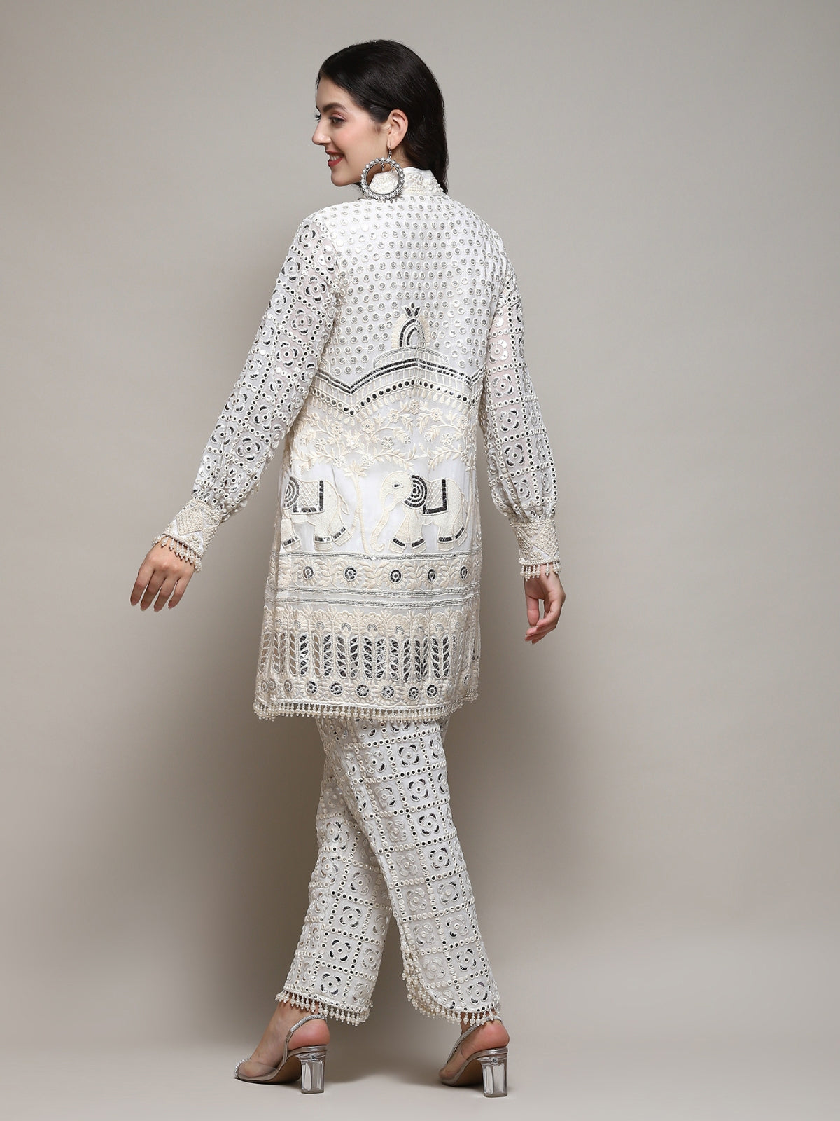 White Azra kurta with u cut pant