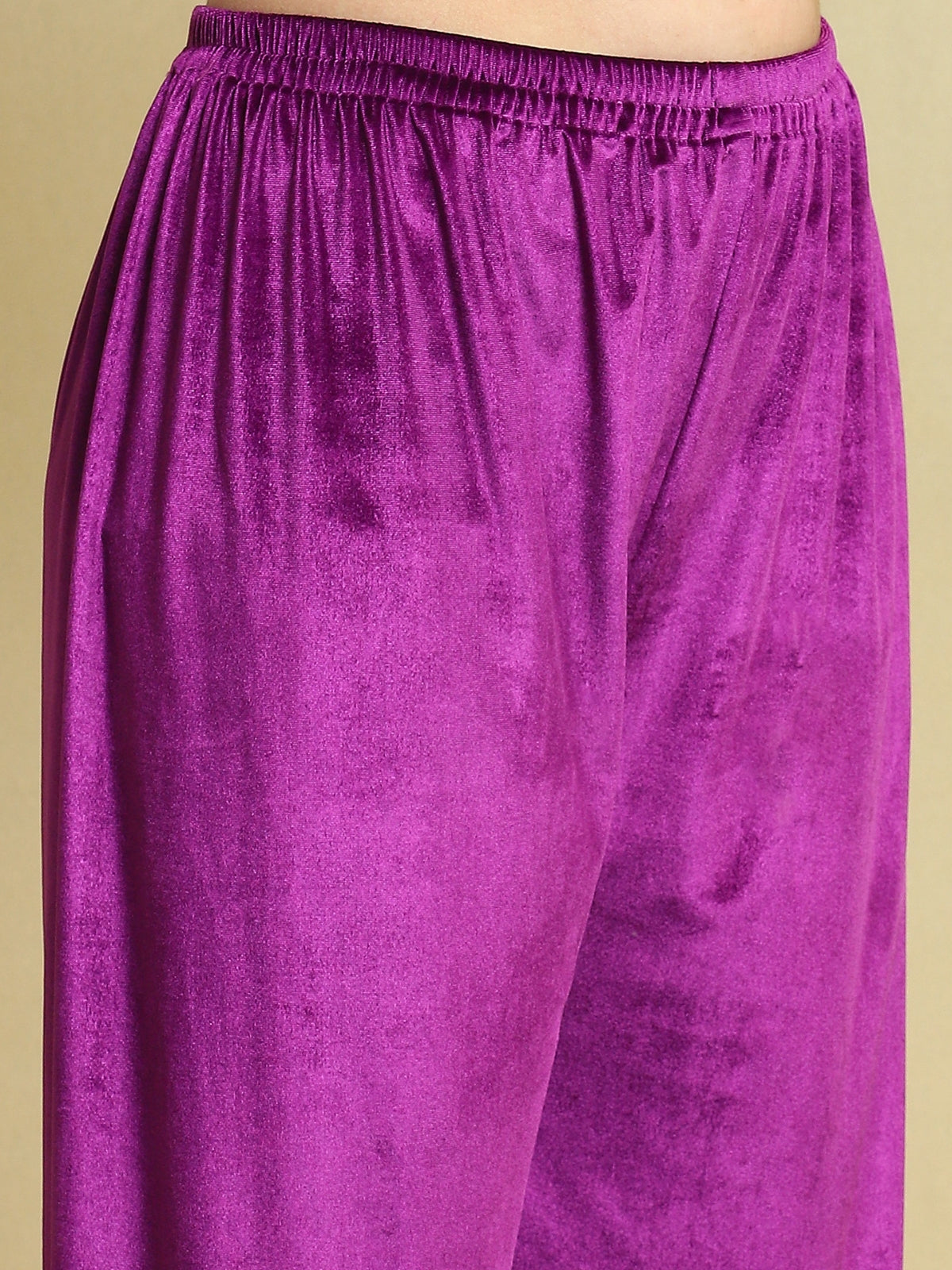 Purple Velvet Magic Kurta With Plazo And Dupatta