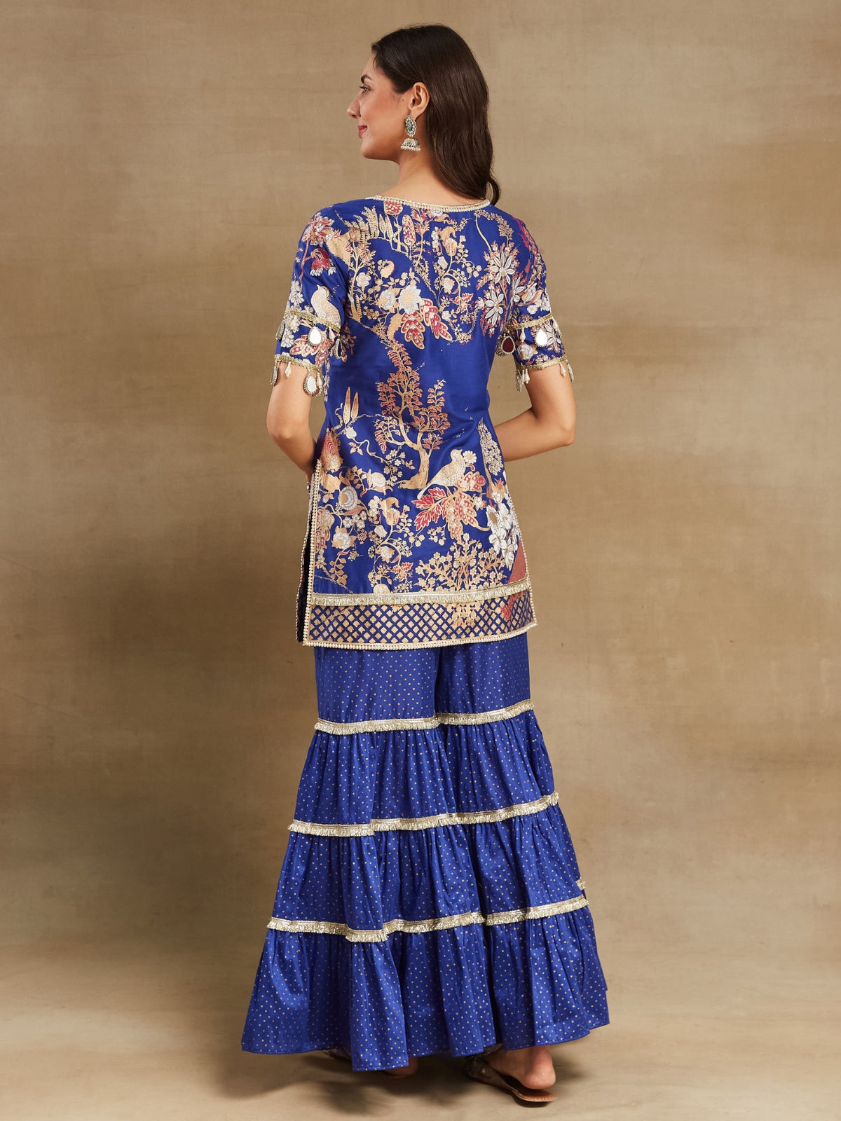 Blue Noor key hole kurta with garara and dupatta