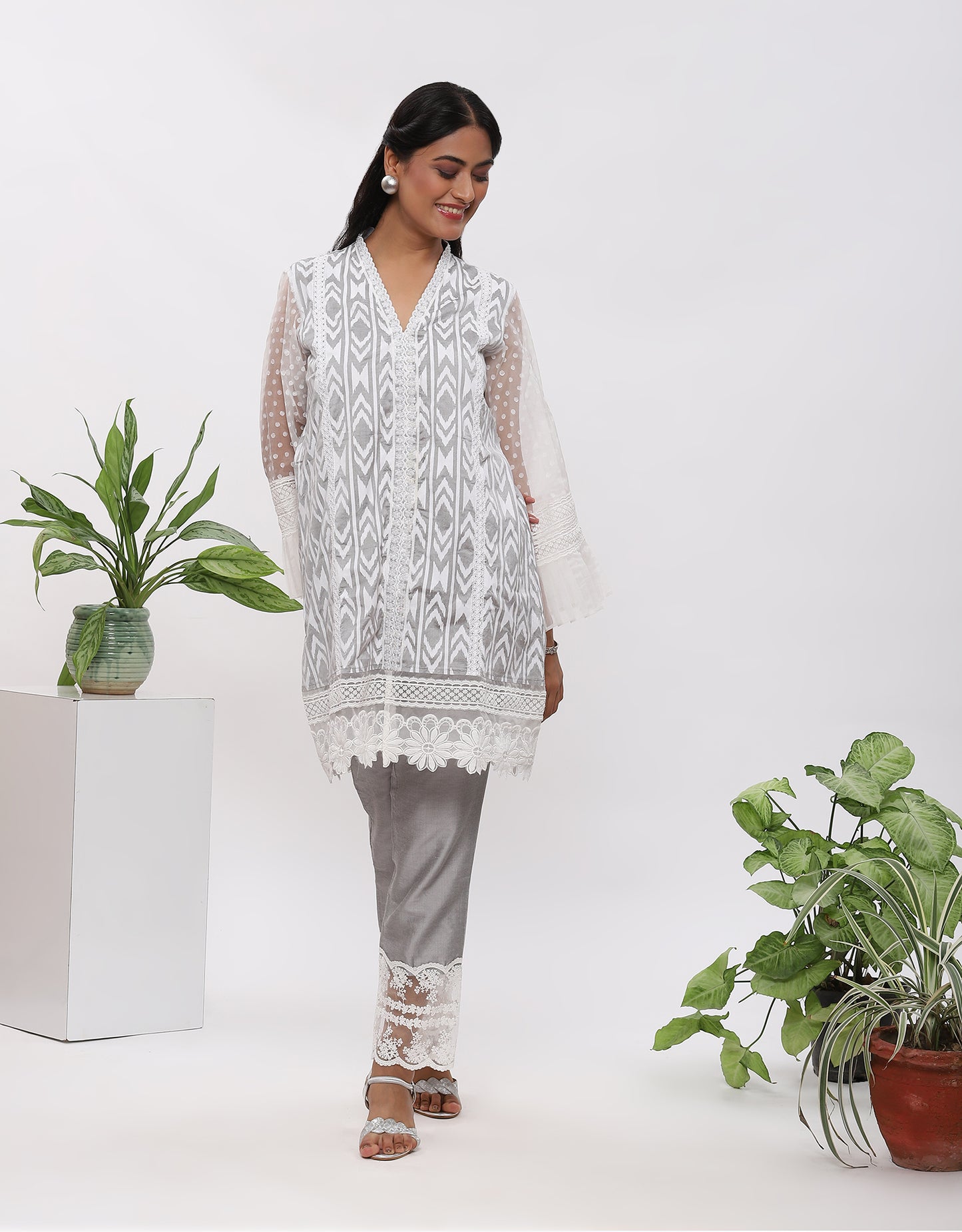 Grey Fanah kurta with plazo