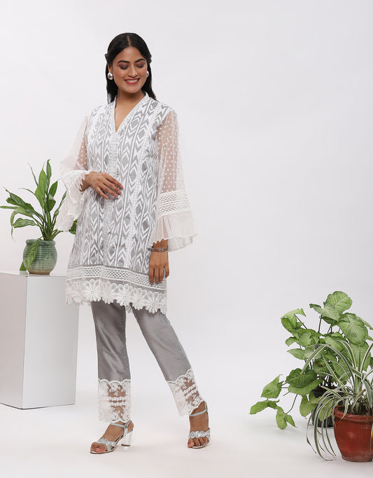 Grey Fanah kurta with plazo